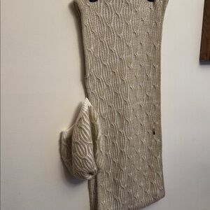 Calvin Klein Cream & gold Knit infinity Scarf and Hat Set